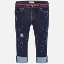 Mayoral spodnie 4542-85 Długie jeansowe z paskiem dla dziewczynki regular fit