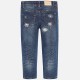 Mayoral spodnie 4556-70 jeansowe slim fit z naszywkami dla dziewczynki