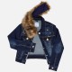 Mayoral Kurtka 7468-21 jeansowa kurtka z futerkowym kołnierzem dla dziewczynk1