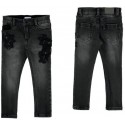 Mayoral Spodnie 4546-27 jeansowe regular fit z haftem dla dziewczynki