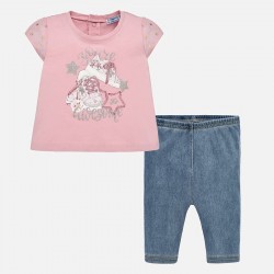 Komplet Mayoral 1746-62 Komplet koszulka i leginsy jeansowe dla dziewczynki Baby